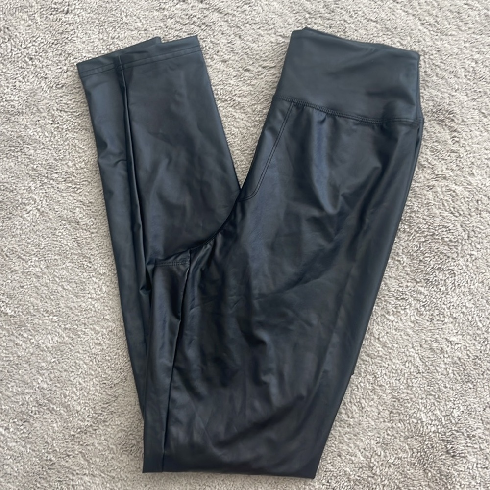 Aerie Offline Faux Leather Black Leggings